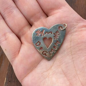 Vintage Lucy Ann 925 Sterling Silver "Dog Mom" Heart Pendant Bracelet Charm